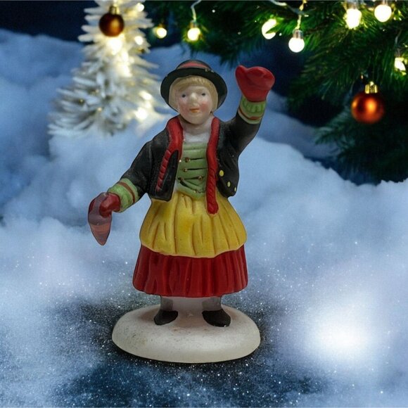 Dept 56 The Toy Peddler - Girl - Alpine Village Loose Figurine 1990 - Picture 1 of 6
